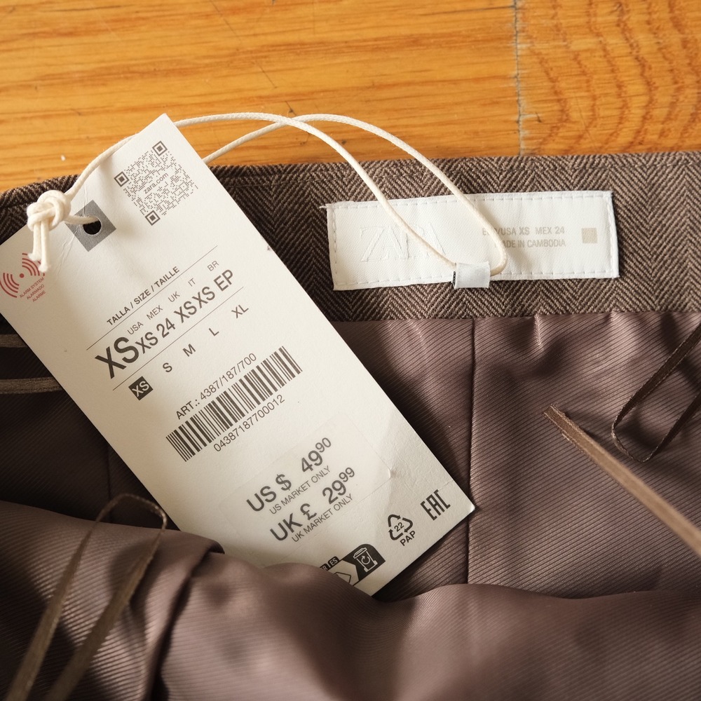 Zara Corset Bustier Top Womens XS Brown Strapless Button Front - Picture 2 of 6